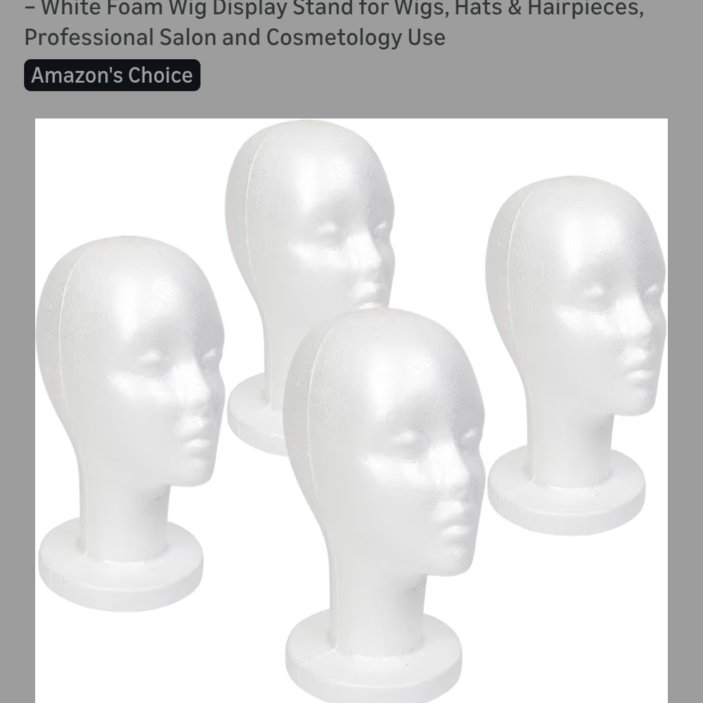 Styrofoam Wig Display Head Stand - White